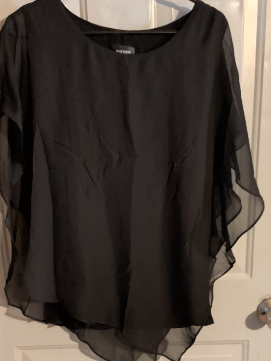 B Design Tops - Women’s Black Sheer Layered Blouse